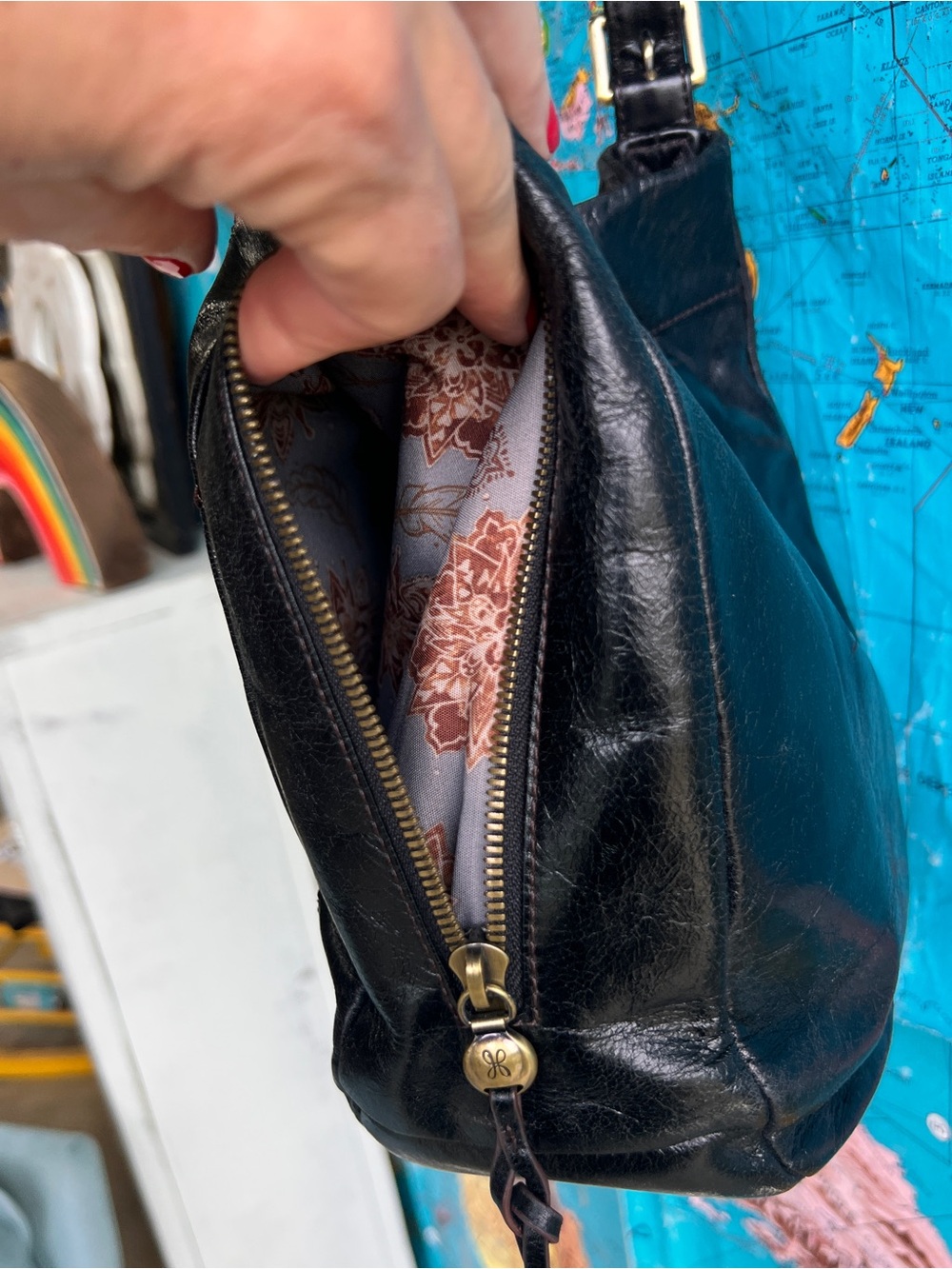 HOBO Black Leather Patchwork Hobo Shoulder Bag - Picture 4 of 14